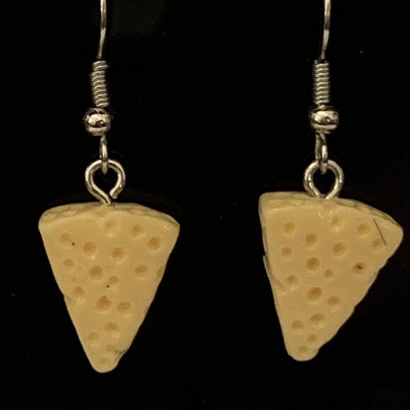 Cheese Earring, Funny Food Earring, Silly Earring, Gift Idea, Novelty Earring - Picture 1 of 5